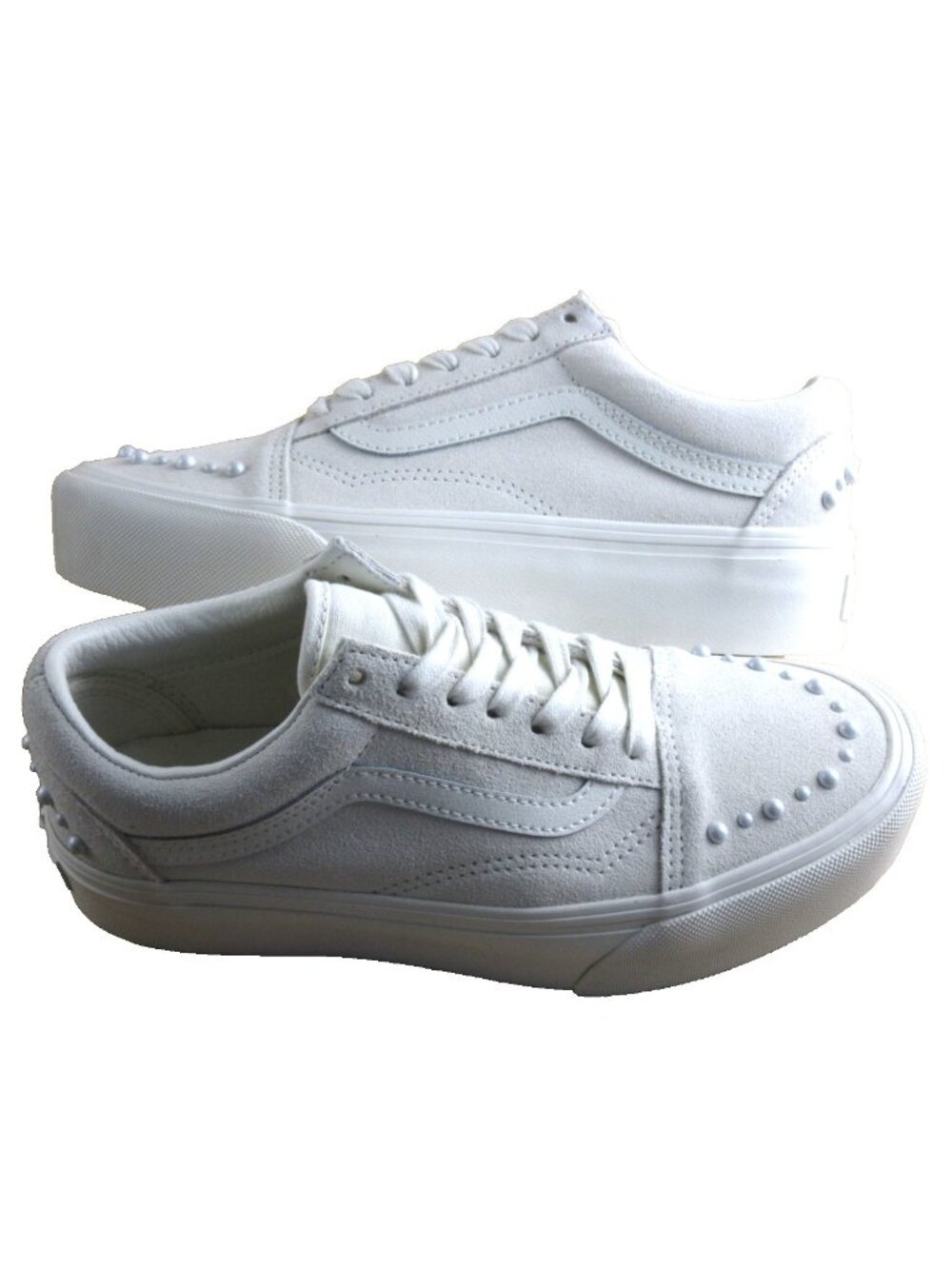 Vans Women's Old Skool Platform Pearls Marshmallow White Shoes Size 6.5 NEW